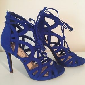 Jessica Simpson Blue Suede Stilettos